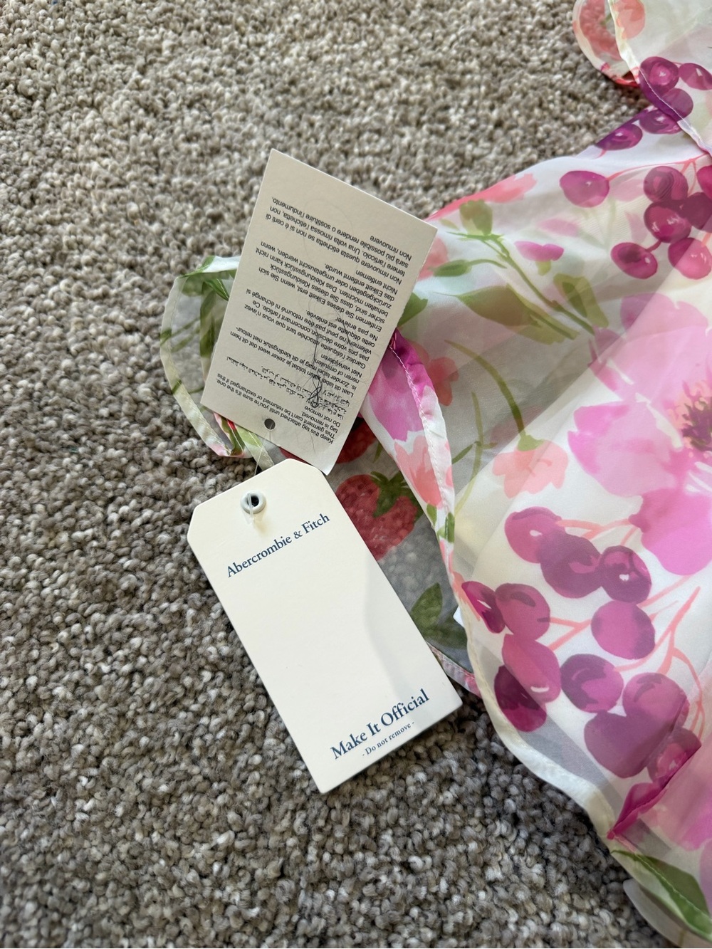 NWT Abercrombie & Fitch Strapless Floral Tiered Mini Dress - Pink, Green, White - Picture 4 of 7